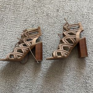 Tan lace up heels